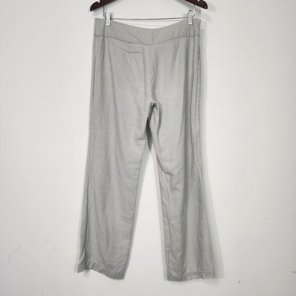 Eileen Fisher Linen Pants Women 8 Gray Wide Leg Minimalist Casual coastal - Picture 6 of 11